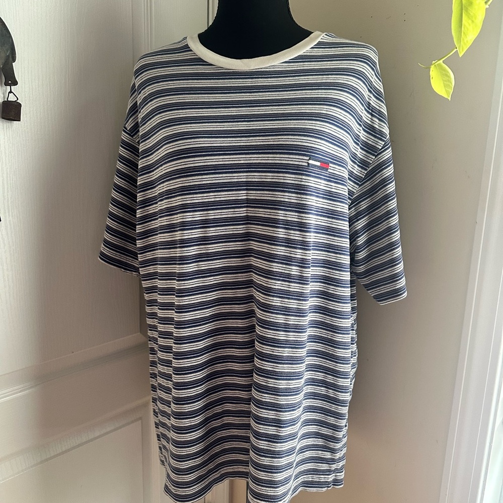 Tommy Hilfiger Navy and White Striped Tee